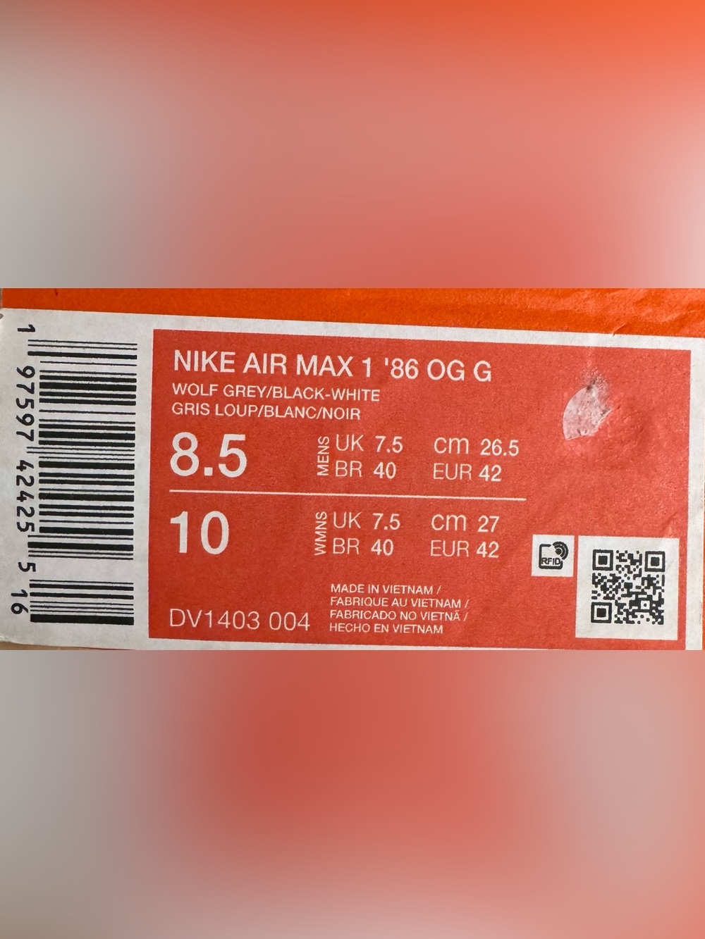 New in Box ⛳️ Men’s Nike Air Max 1 ‘86 OG G - Picture 2 of 6
